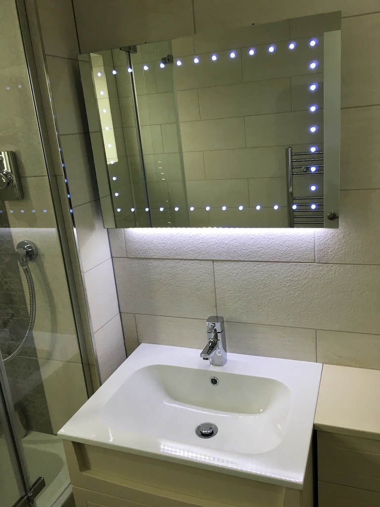 LED Mirror installation as part of Shower Room Renovation project in Wellingborough