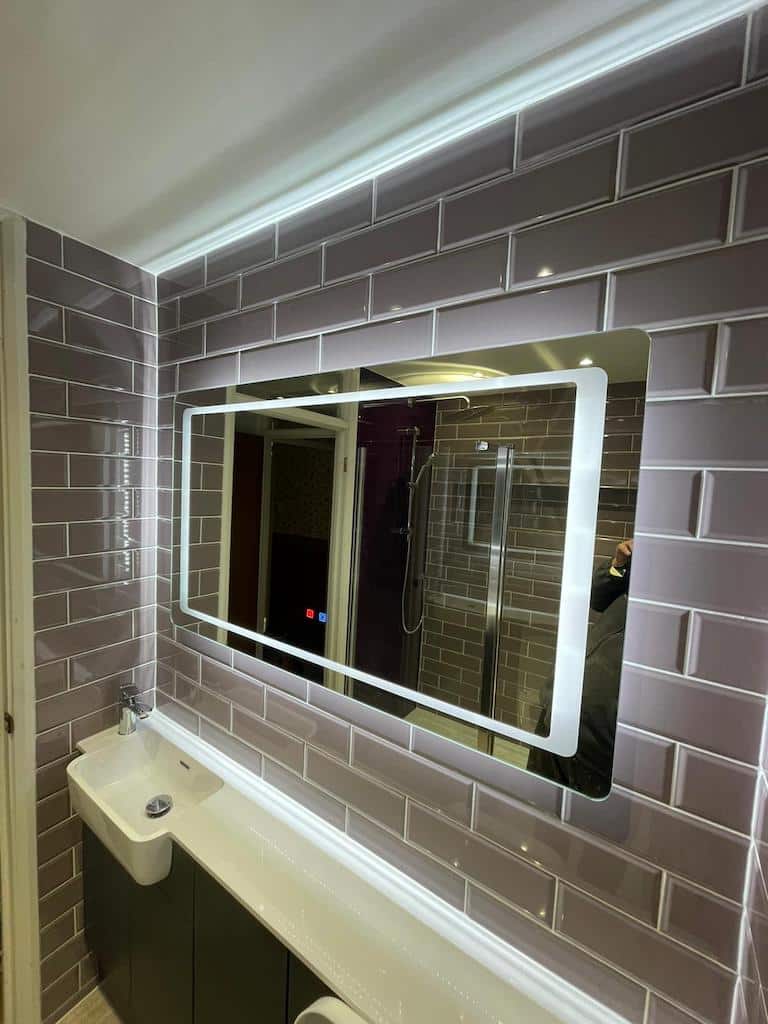 Large LED Mirror Installation as part of Shower Room Renovation project in Northampton 2