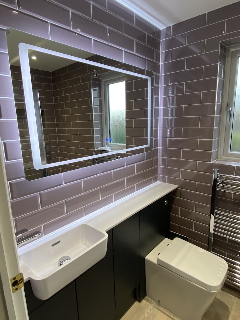 Large LED Mirror Installation as part of Shower Room Renovation project in Northampton